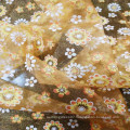 Elegant high quality organza gold foil print fabric for wedding dress